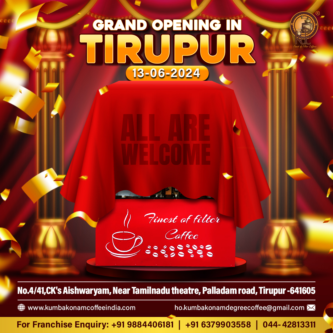 new kumbakonam degree coffee shop opened in Tirupur