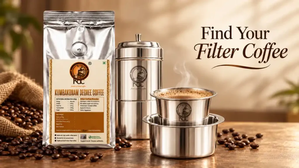 Filter Coffee vs Instant Coffee: Convenience or Great Taste - Which Would You Choose? 4 Kumbakonam Degree Coffee filter coffee powder with stainless-steel coffee filter and traditional filter coffee
