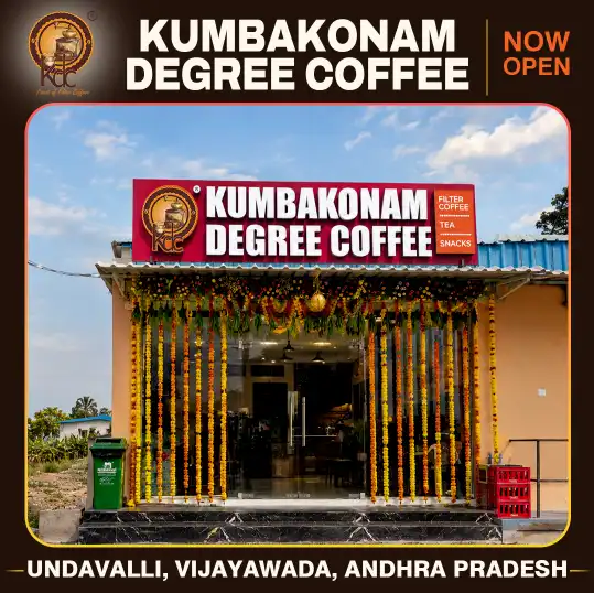Kumbakonam Degree Coffee filter coffee franchise outlet in Undavalli near Vijayawada, Andhra Pradesh